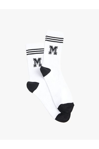 Koton College Patterned Socks - Letter Embroidered