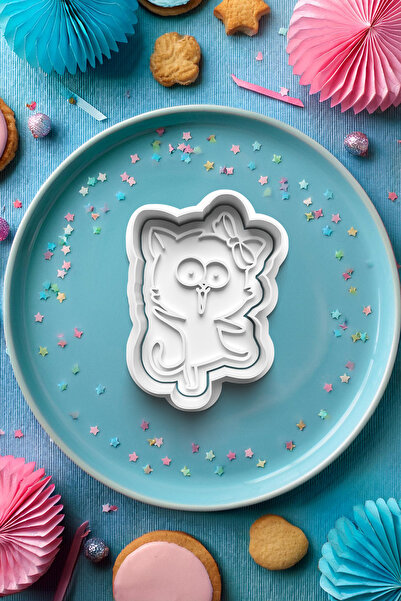 Deep Sweet Confused Cat Cookie Mold Cutter Dough Shaper