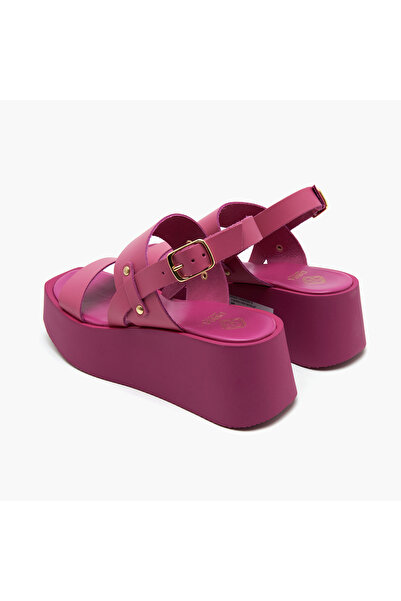 Desa Γυναικεία Φούξια Δερμάτινα Σανδάλια