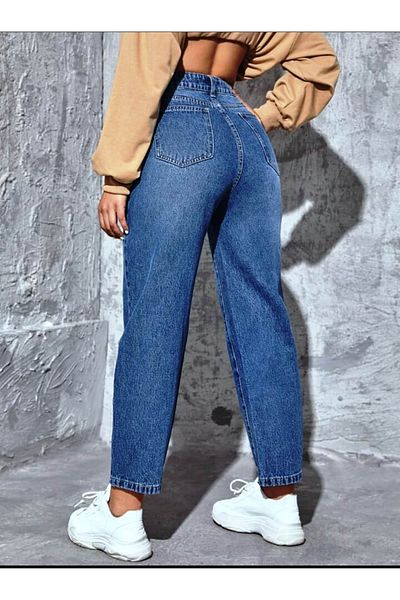 katalya Mom Pantaloni din denim cu talie înaltă - Spalare închisă 11001-3