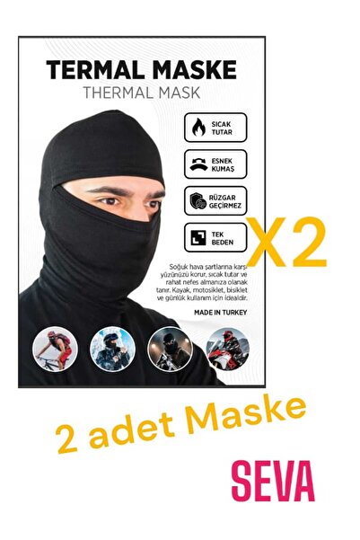 SEVA Unisex Termal Kar Maskesi 2 ADET - Motorcu ve Kuryelere Uygun