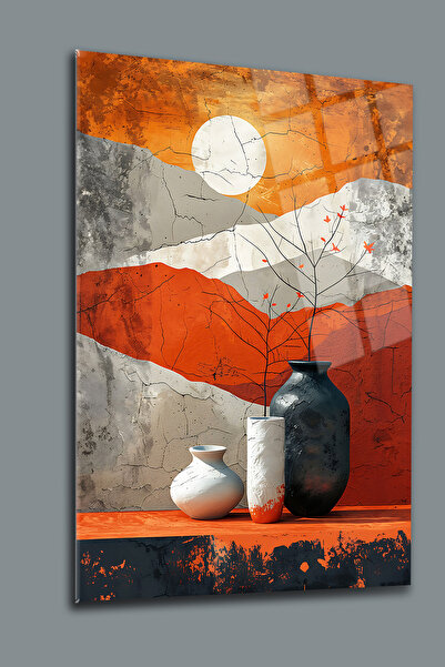 glassartdesign Sunset Unbreakable Pictură abstractă pe sticlă Pictură modernă Pictură surrealistă Cadou pentru acasă Pictură pentru salon