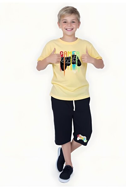 panios kids Gamer Printed Boy's Double Pocket Capri Bottom-Top Suit