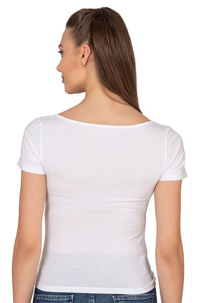 ÖZKAN underwear Özkan 27419 Γυναικείο βαμβακερό άνετο κοντομάνικο μονό ζέρσεϊ υφασμάτινο τετράγωνο γιακά μπλουζάκι