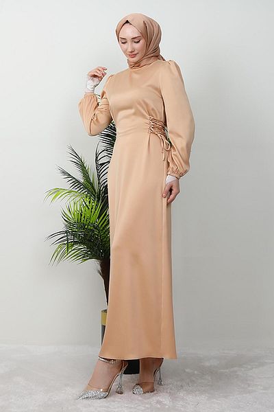 GİZ AGİYİM Φόρεμα Sahra Hijab με λεπτομέρεια από μέλι