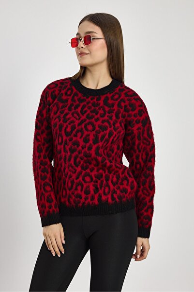 Rays 6702 Pulover cu model leopard roșu