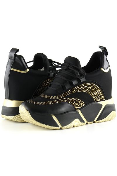 Erkan Saçmacı Pantofi casual Eleanor Gold Suede Stretch cu umplutură ascunsă