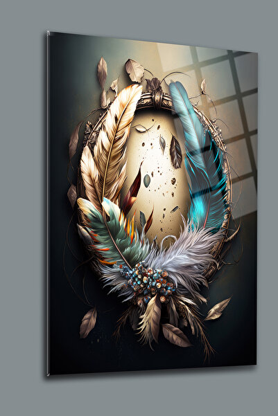 glassartdesign Pictură pe sticlă cu pene Pictură abstractă Pictură decorativă...