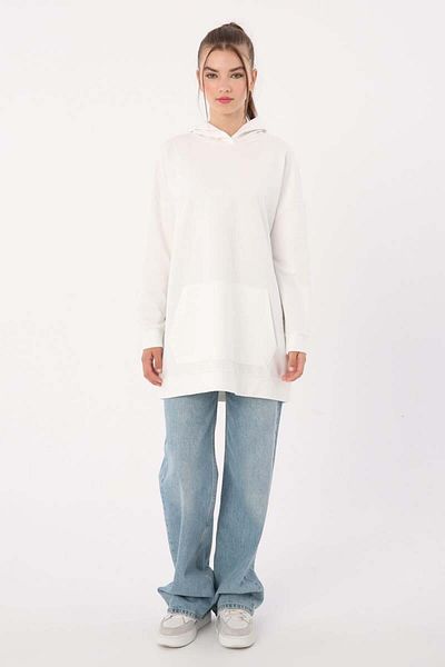 ALLDAY White-Hooded Sweat Tunic