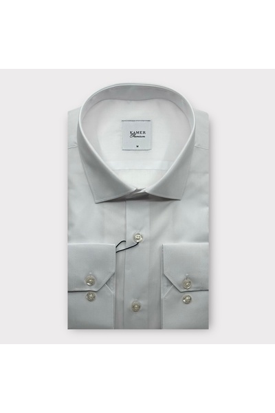 KAMER ERKEK REGULAR FIT TERİKOTON BEYAZ GÖMLEK 3400B