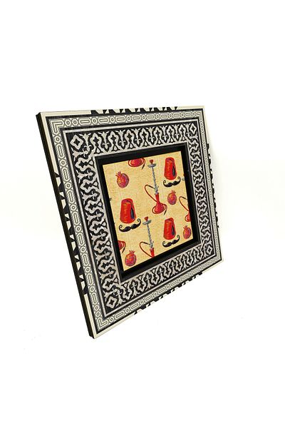 Sadrazam Turkish-Ottoman Symbols Printed Mdf Table 20X20 Krt-61