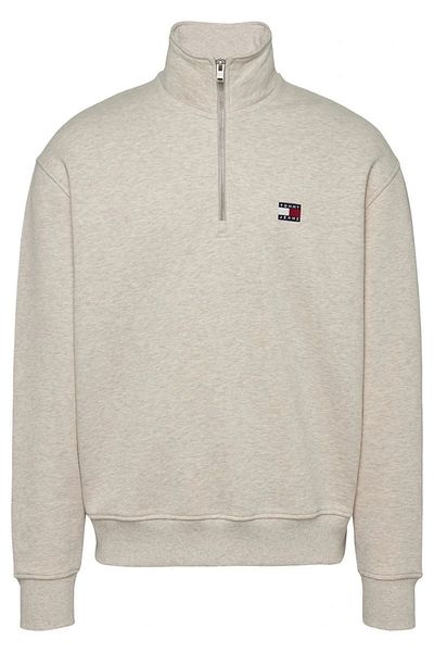Tommy Hilfiger Tommy Jeans Tjm Rlx Badge 1/4 Zip Men's White Sweatshirt Dm0Dm20641Ae3