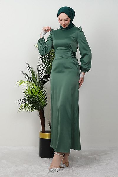 GİZ AGİYİM Μαλακό πράσινο φόρεμα Hijab Sahara