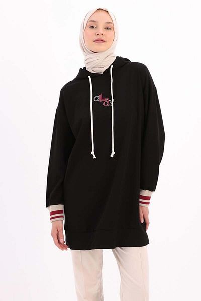 ALLDAY Sweat Tunic with Black Embroidered Cuffs