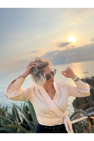 Gülşah Kruvaze saten bluz