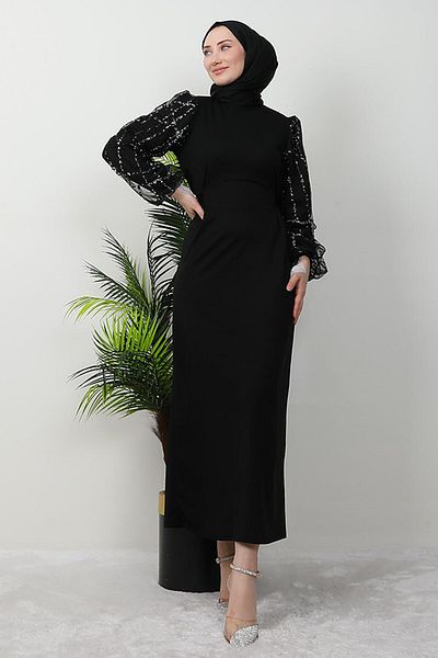 GİZ AGİYİM Black Crescent Crrap Dress