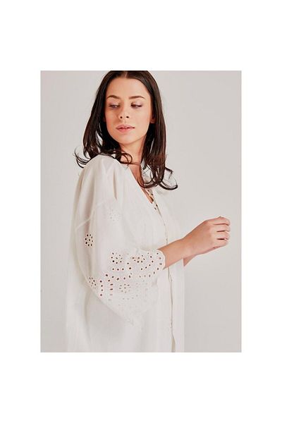 Magic Form 46108 Ecru Single Dressing Gown - Self-Embroidered Pattern