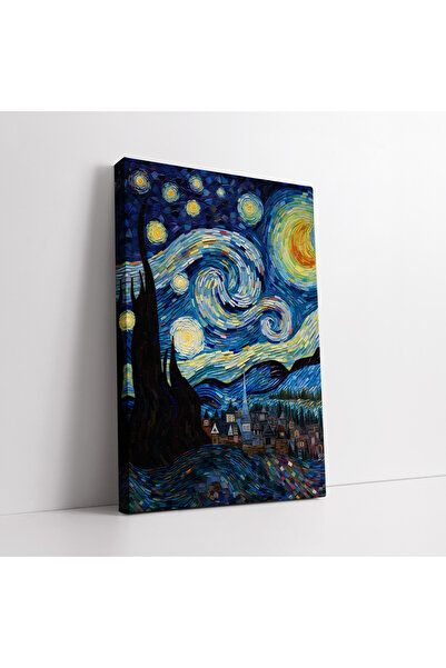 KOSS Dijital Pictură artistică pe pânză cu model de mozaic, noapte înstelată, apus de soare abstract, pictură pentru intrarea în holul biroului