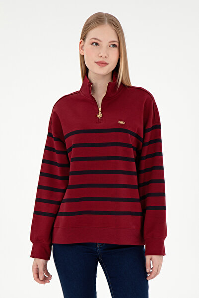 U.S. Polo Assn. Women's Burgundy Zippered Stand Collar Sweathirt 50298989-Vr014