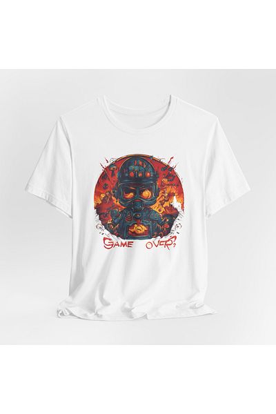 IVART Πολύχρωμο GAME OVER Τυπωμένο -unisex -100% βαμβακερό κοντομάνικο μπλουζάκι με κανονικό λαιμόκοψη