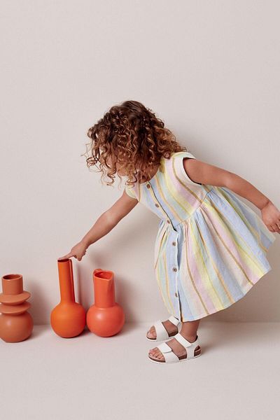 Magu Colorful Cotton Girl's Dress - Buttoned