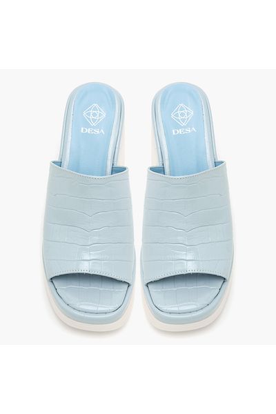 Desa Women's Blue Patent Leather Slippers