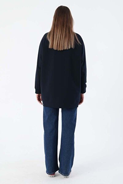 ALLDAY Lacivert-Bisiklet Yaka Reglan Kol Sweatshirt