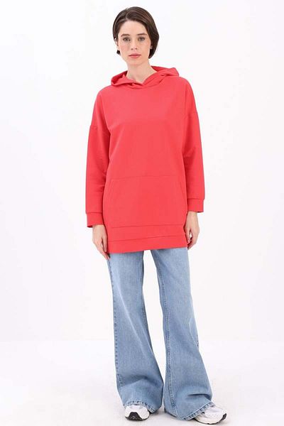ALLDAY Pomegranate Flower-Hooded Sweat Tunic