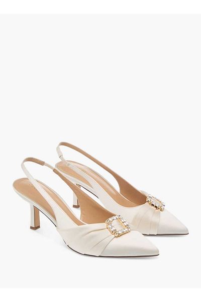 Celeste Women's Embellished Slingback Shoes with Kitten Heels