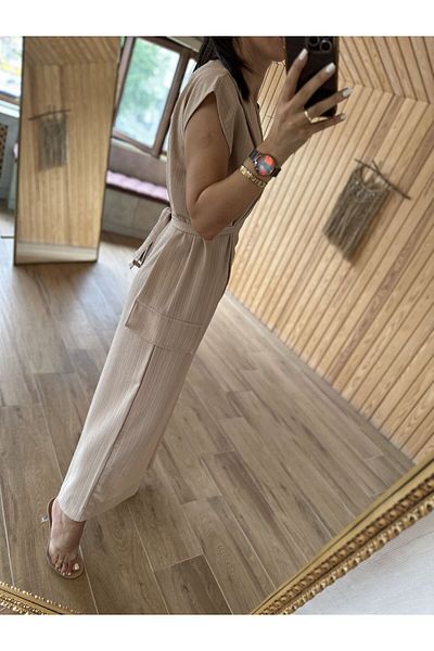 caddstore Stone Belted Design Jumpsuit