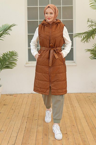 Armine Tan Trend Waist Belted Vest - 23Kt508