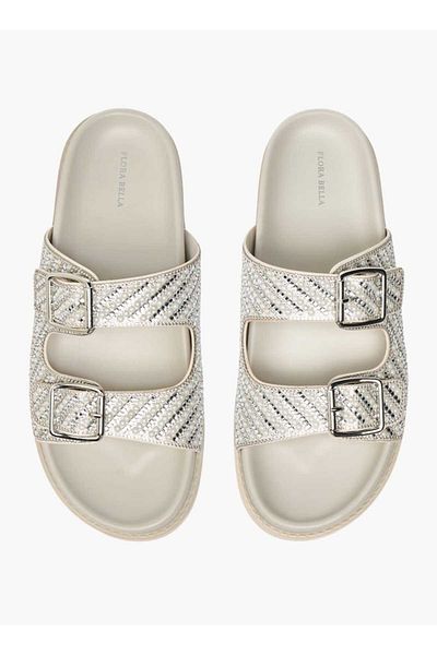 Flora Bella by Shoexpress Flora Bella Embellished Slip-On Sandals with Buckle Accent
