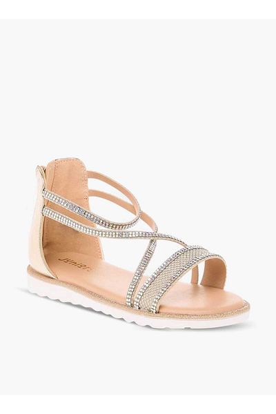 Juniors Embellished Strappy Sandals with Zip Closure