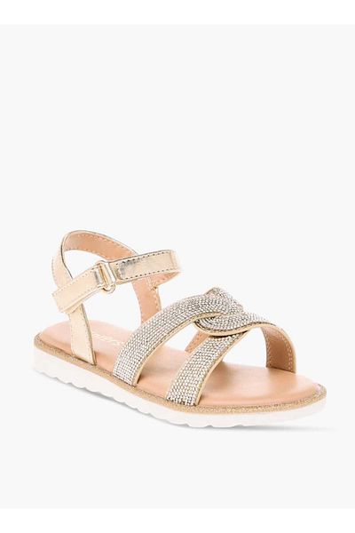 Juniors Embellished Flat Sandals with Hook and Loop Closure