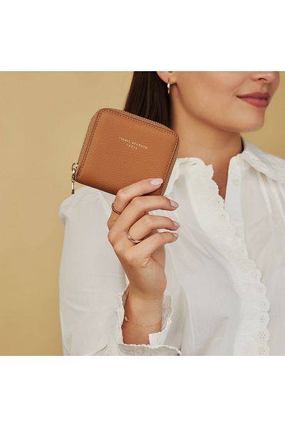 Isabel Bernard Honoré Jules Camel Leder Portemonnaie Mit Reißverschluss Aus Kalbsleder Ib23024