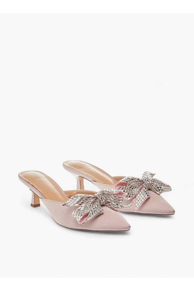 Celeste Women's Bow Embellished Slip-On Shoes with Kitten Heels