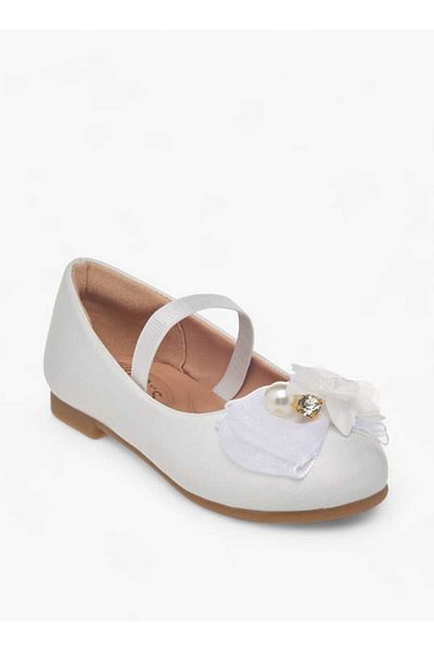 Juniors Floral Accent Slip-On Ballerina Shoes with Elastic Strap
