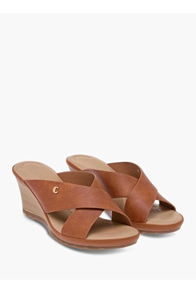 Le Confort Cross Strap Slip-On Sandals with Wedge Heels