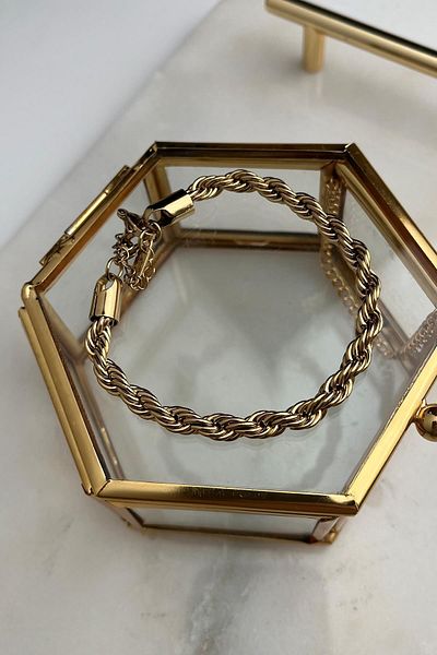 Modex Steel Gold Color Thick Twist Bracelet(19cm)