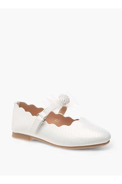 Juniors Bow Embellished Ballerina Shoes with Hook and Loop Closure