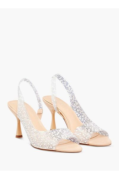 Celeste Women's Embellished Slingback Sandals with Flared Heels