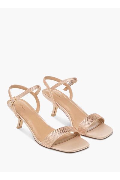 Celeste Women's Embellished Sandals with Kitten Heels and Buckle Closure