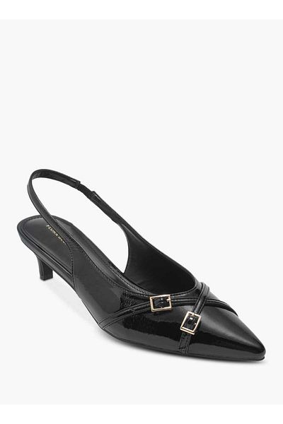 Flora Bella by Shoexpress Flora Bella Solid Pointed Toe Sandals with Elasticated Strap and Kitten Heels