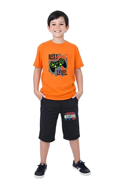 YA KO KİDS Next Level Printed Boy's Double Pocket Capri Bottom-Top Set