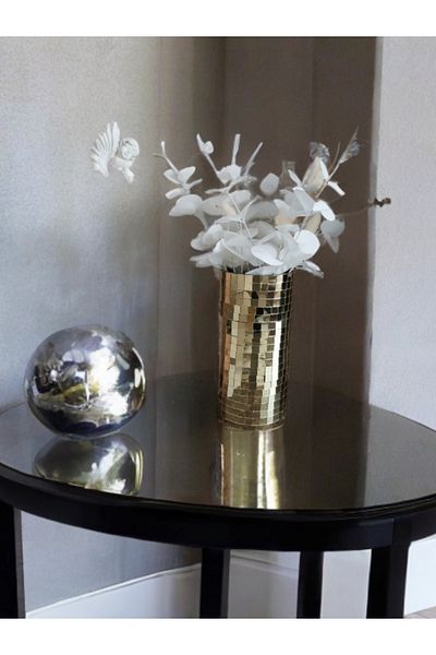 Home Χρυσό Χρώμα Sparkle Home Design Καθρέφτης Γυάλινο Βάζο - μεσαίο μέγεθος