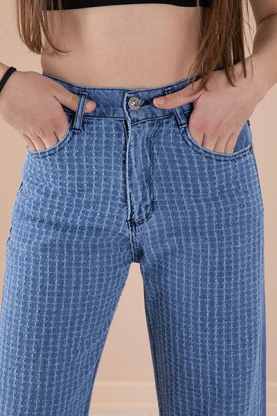Cansın Mini Pantaloni blugi pentru fete cu model cu picioare late, cu talie elastică 20274