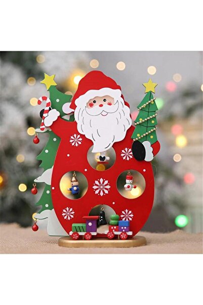 mutlu adım 1 bucată 28x20cm Moș Crăciun din lemn cu decor ornamental