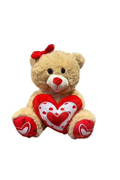 bolfer Sevgililer Günü İçin Kalp Tutan Ayıcık Kahverengi