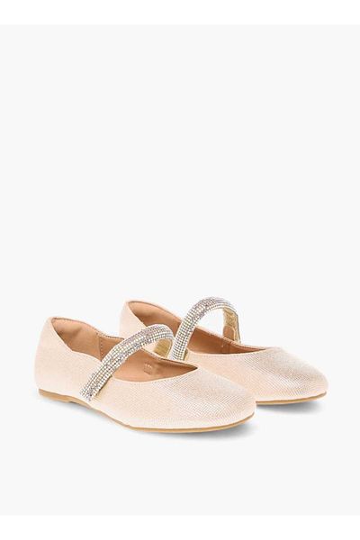 Celeste Girls' Embellished Ballerina Shoes with Hook and Loop Closure