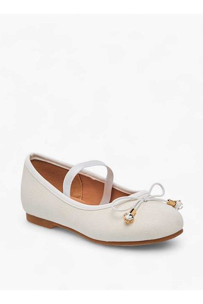 Juniors Bow Accent Slip-On Ballerina Shoes with Elastic Strap
